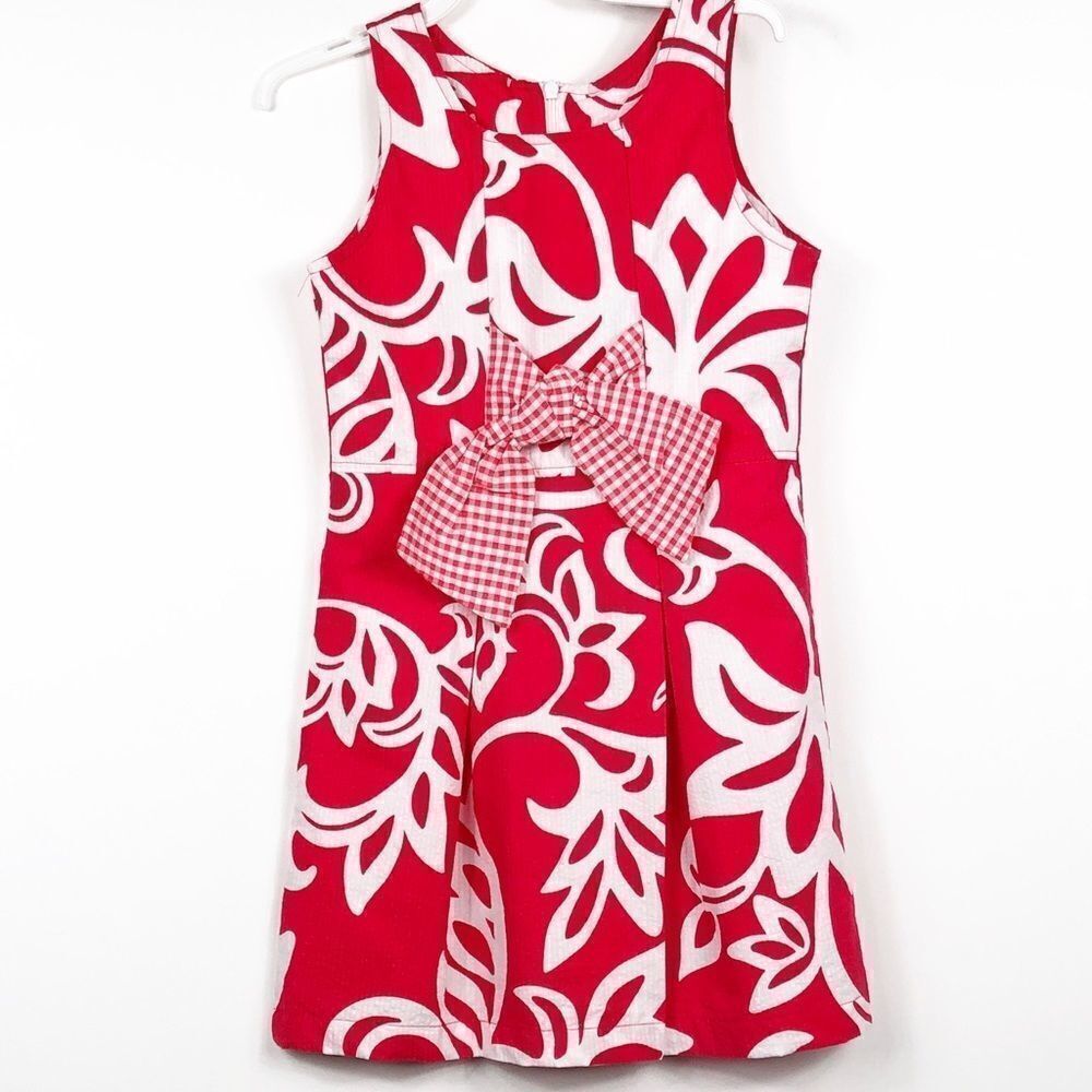 Chez Ami Coral Frond Seersucker dress, NWT, size 7